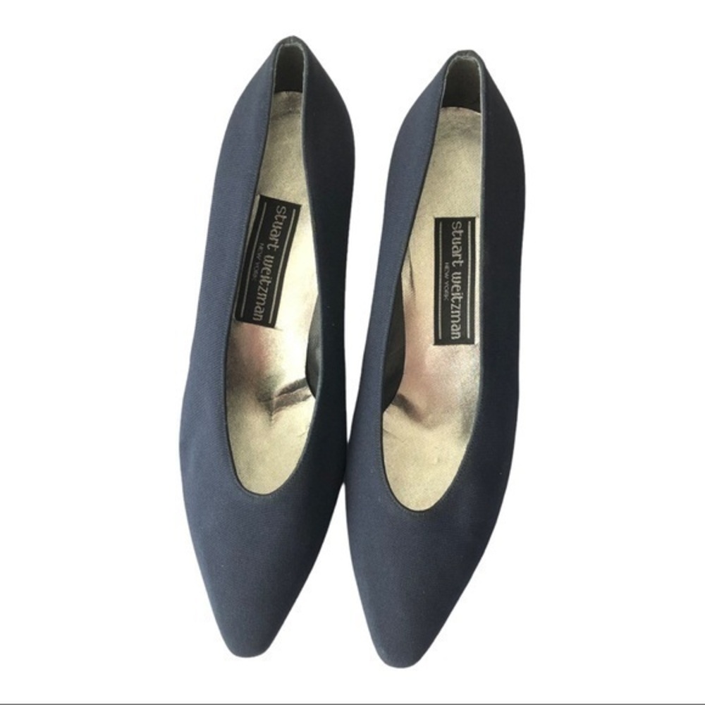 Stuart Weitzman Vintage 80's Blue Fabric Upper Pump Size 8B